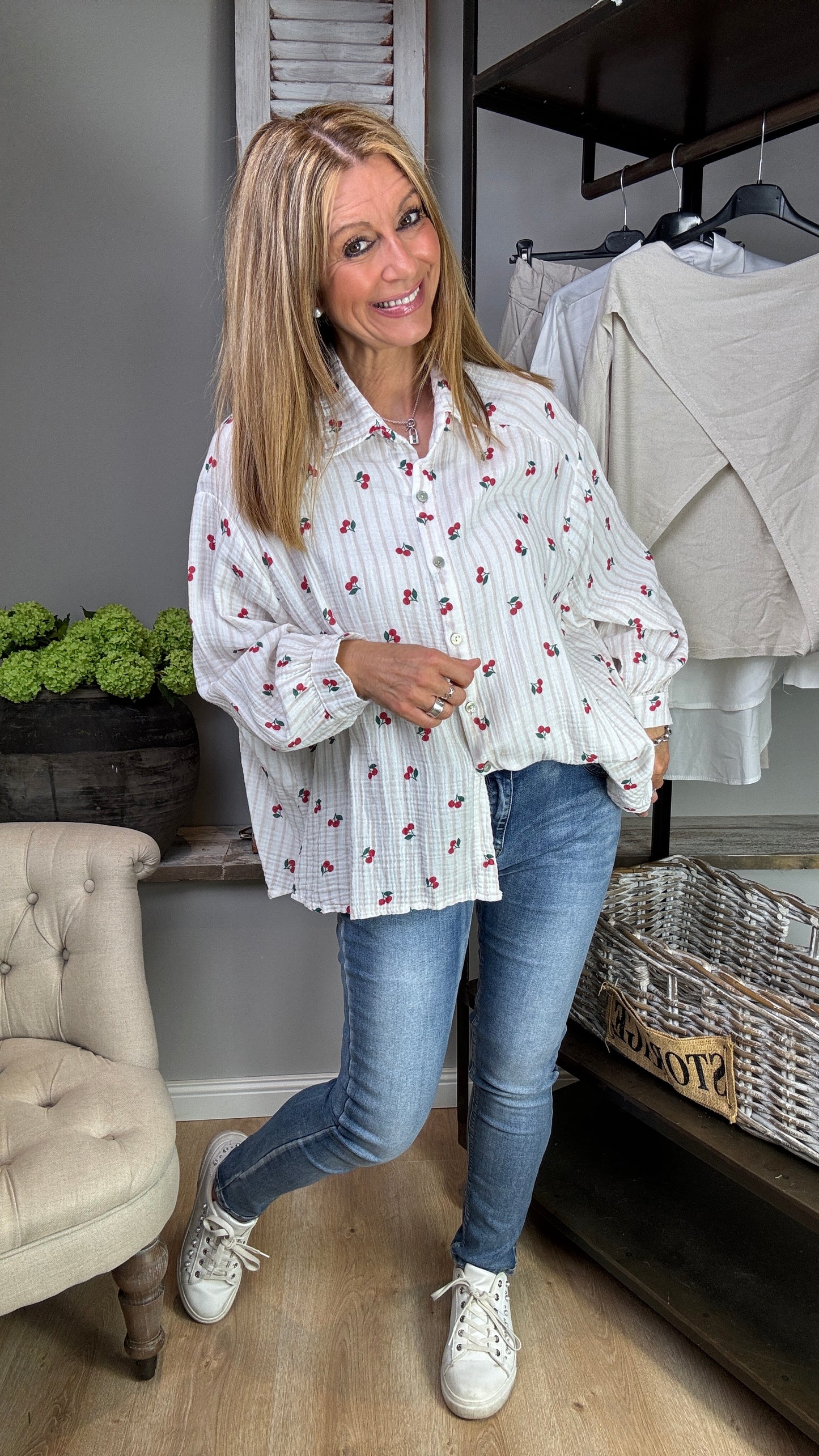 Musselinbluse "Kirsche"