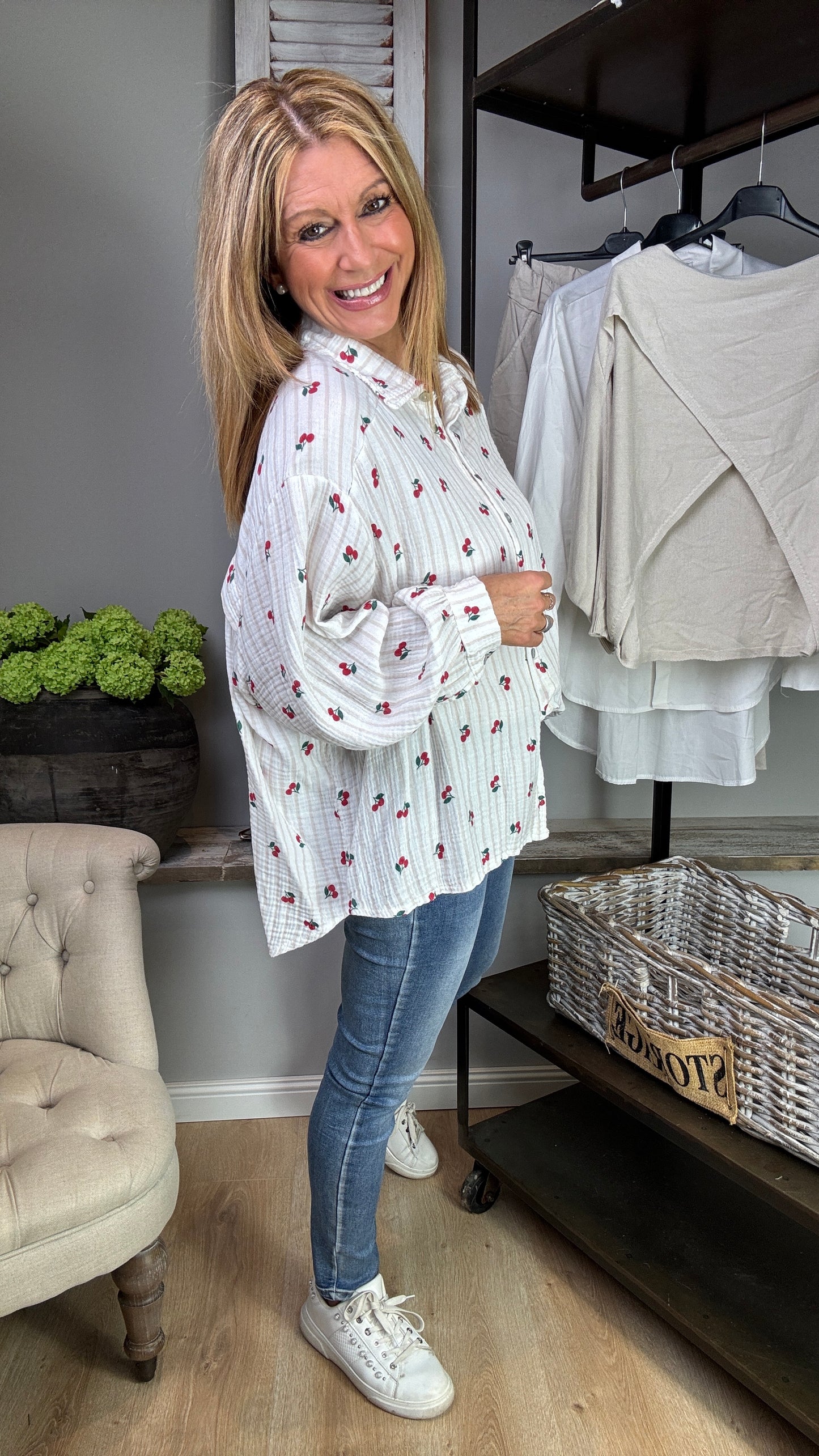 Musselinbluse "Kirsche"
