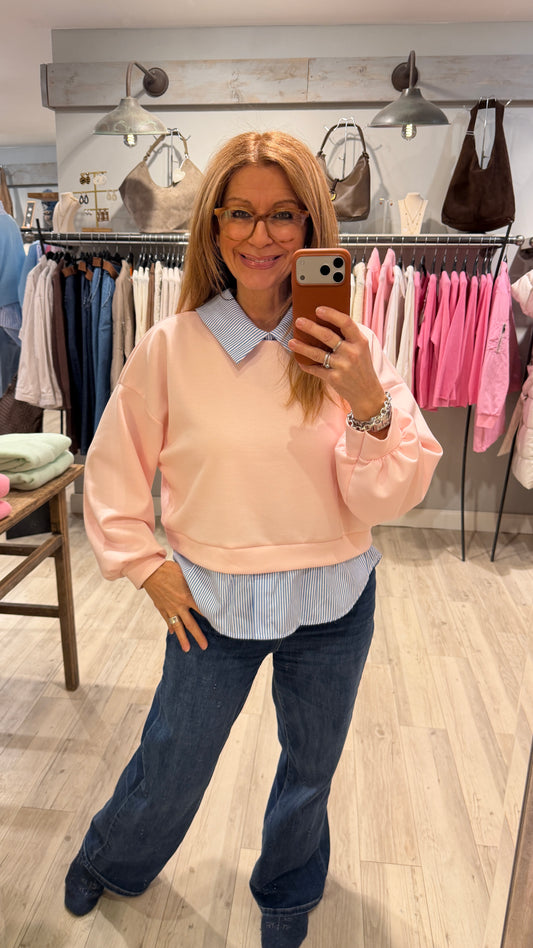 Sweatshirt mit Bluseneinsatz