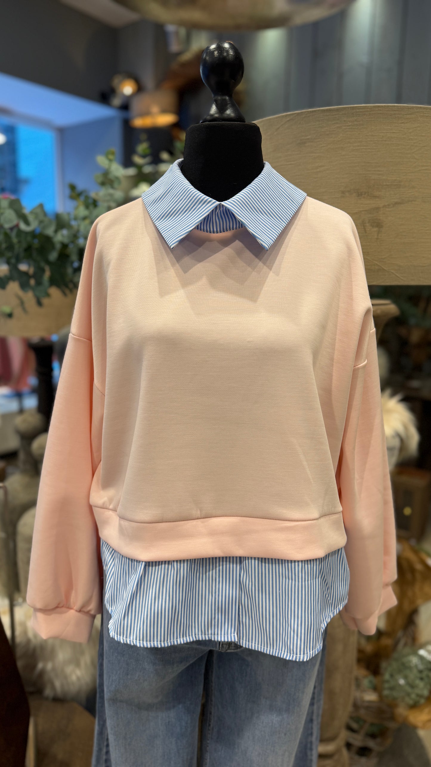 Sweatshirt mit Bluseneinsatz